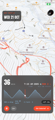 Alpy day replay: chase camera, your line in red, your ghost ahead, +17.2 s on the race clock